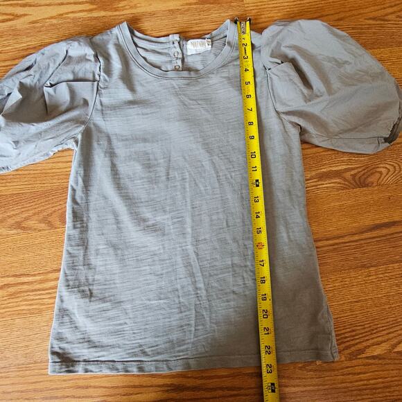 Nation LTD Puffed Sleeve Tee Shirt Green Cottagecore Size Small - Picture 6 of 7